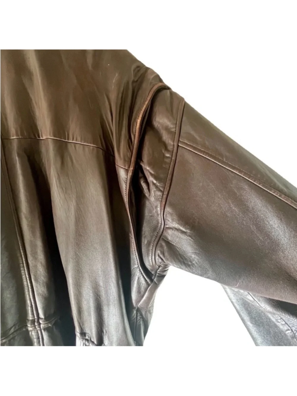 MARC Brown Lambskin Leather Mens Quilted Drawstring Waist Jacket - Size L